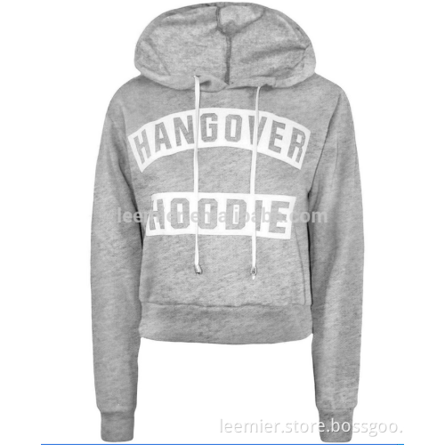 Custom plain-hoodies-no-pocket women crop top pullover hoodie